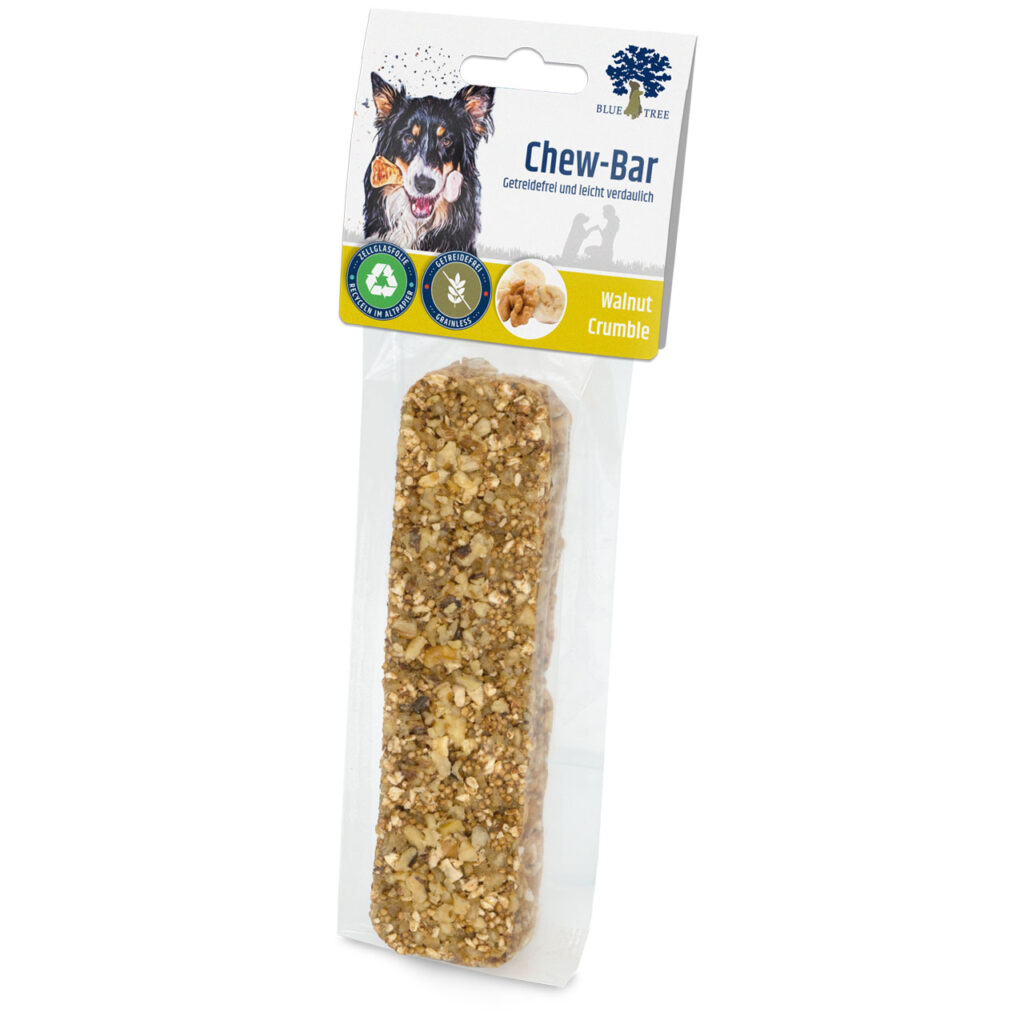 BLUE TREE CHEW BAR WALNUT CRUMBLE ΜΕ ΔΕΡΜΑ ΒΟΔΙΝΟΥ, ΚΑΡΥΔΙΑ & ΜΠΑΝΑΝΑ GRAIN FREE (6*50gr.)