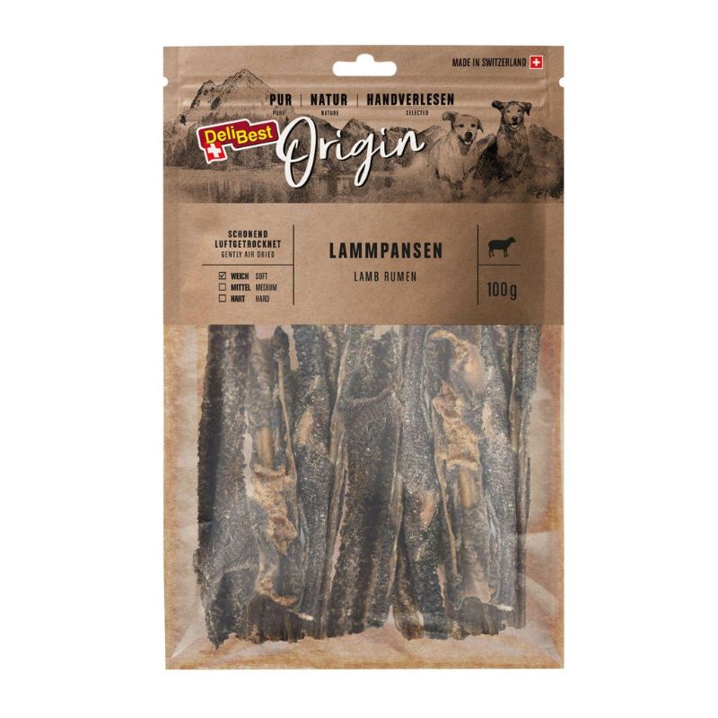 DELIBEST DOG ORIGIN ΜΟΝΟΠΡΩΤΕΪΝΙΚΟ SNACK 100% ΣΤΟΜΑΧΙ ΑΡΝΙΟΥ / ΠΑΤΣΑΣ (6*100g.) GRAIN FREE