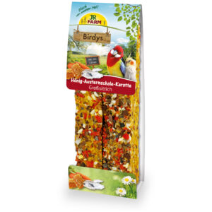 JR FARM BIRDYS STICKS FOR PARROTS WITH HONEY, OYSTER SHELL, CARROT, 2 pcs. (5*260gr.)