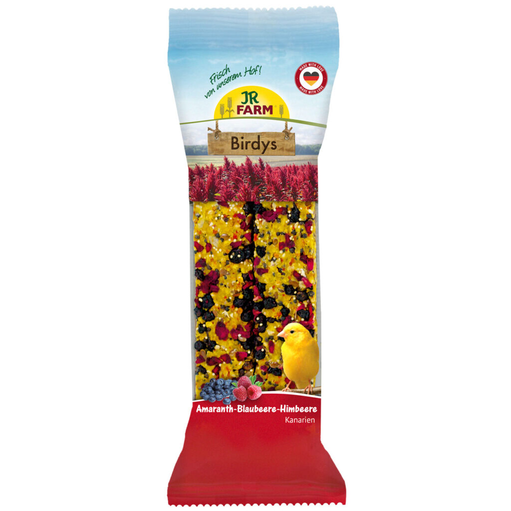 JR FARM BIRDYS STICKS FOR CANARY WITH AMARANTH, BLUEBERRY, STRAWBERRY, 2 pcs. (5*130gr.)