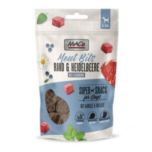 MAC's DOG SNACK MEAT BITS ΜΕ ΒΟΔΙΝΟ & ΜΥΡΤΙΛΑ GRAIN FREE (8*90g.)