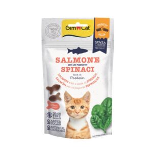 GIMCAT CRUNCHY SNACKS ΜΕ ΣΟΛΟΜΟ & ΣΠΑΝΑΚΙ GRAIN FREE (12*50gr.)