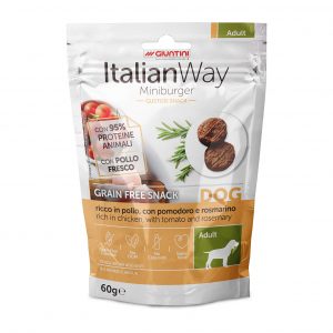 ITALIAN WAY DOG MINIBURGER CHICKEN GRAIN FREE (10*60gr.)